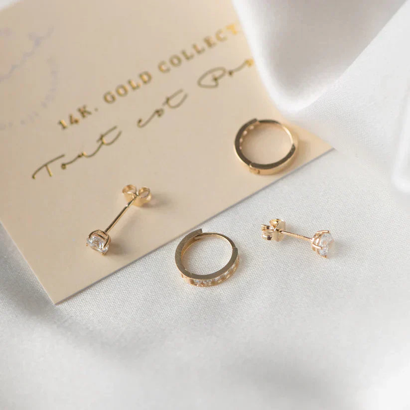 Juego de pendientes Dara Brillane Stone | Dorado