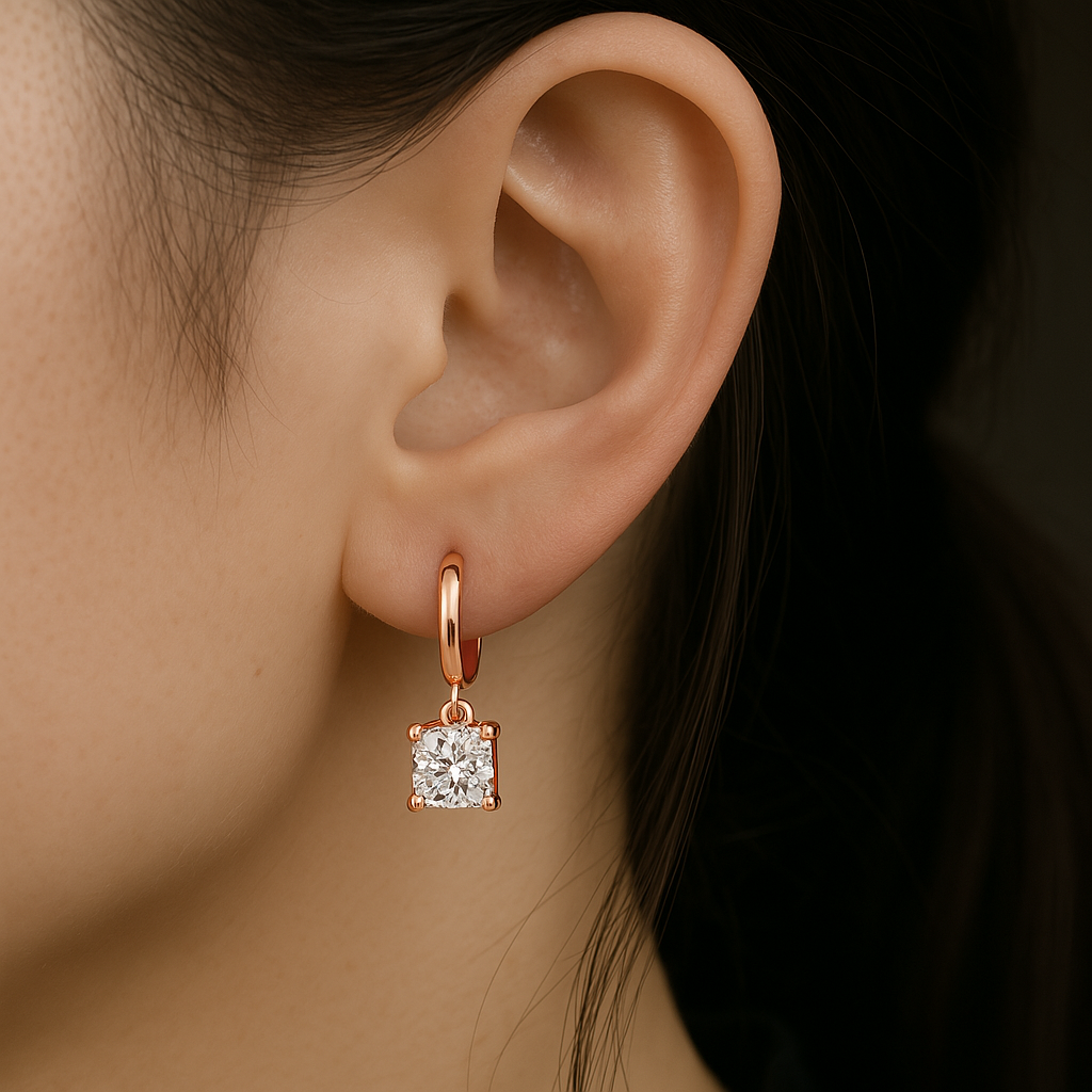 Pendientes Aurora de gota cuadrada | Oro rosa