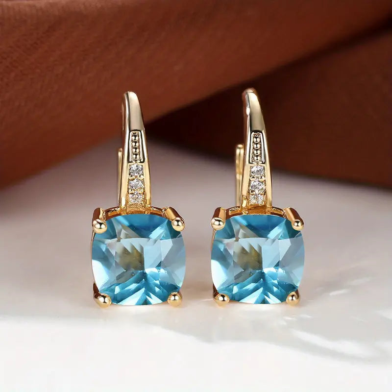 Aretes de aro con piedra de zafiro místico | Oro