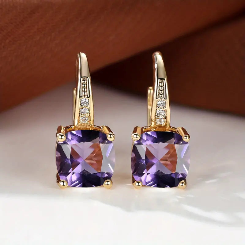 Aretes de aro con piedra de zafiro místico | Oro