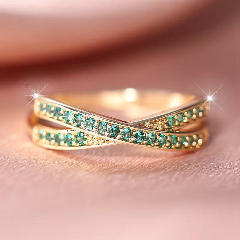 Anillo de flujo esmeralda | Oro