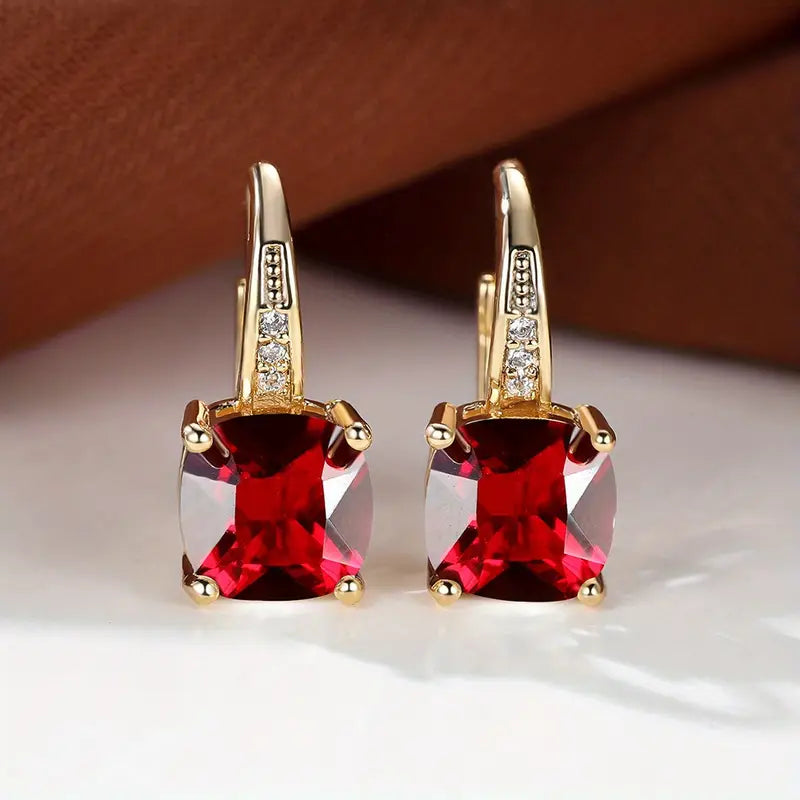 Aretes de aro con piedra de zafiro místico | Oro