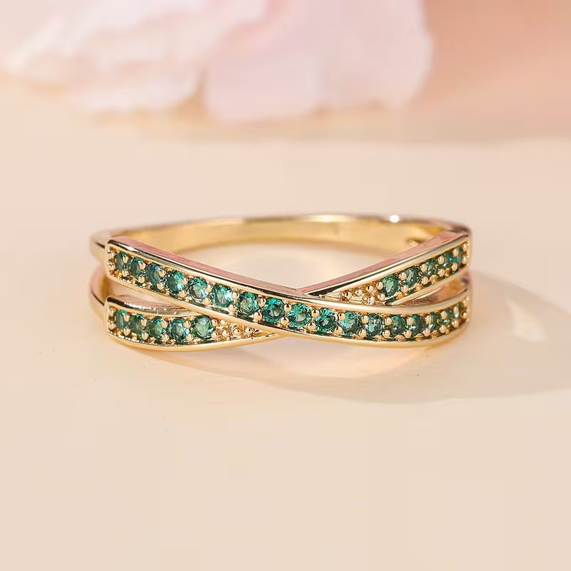 Anillo de flujo esmeralda | Oro