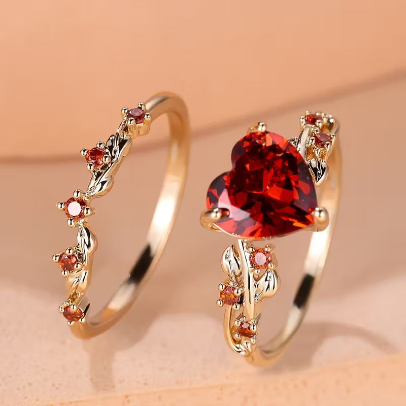 Set de anillos Redvine Heart Accent | Oro