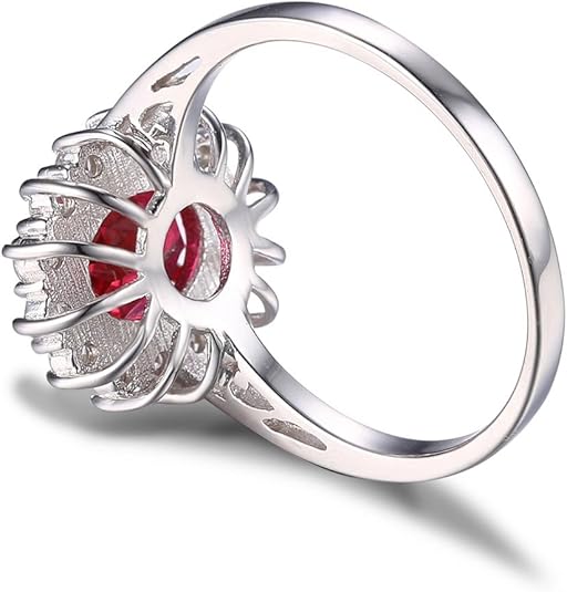 Anillo clásico con halo de rubí | Oro blanco