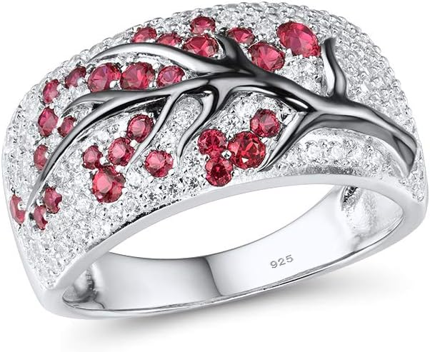 Anillo Árbol de Flor de Rubí | Oro Blanco