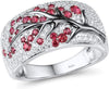 Anillo Árbol de Flor de Rubí | Oro Blanco