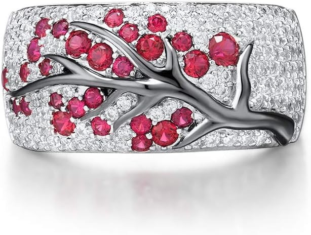 Anillo Árbol de Flor de Rubí | Oro Blanco