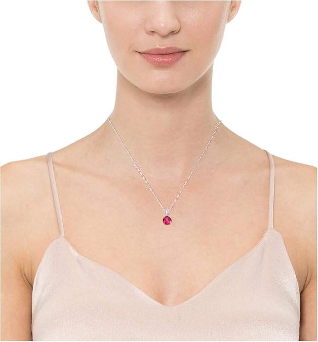 Collar de rubíes de talla redonda | Oro blanco