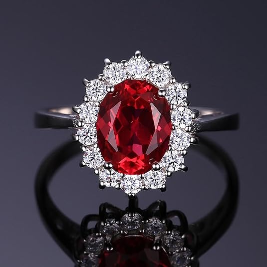 Anillo clásico con halo de rubí | Oro blanco