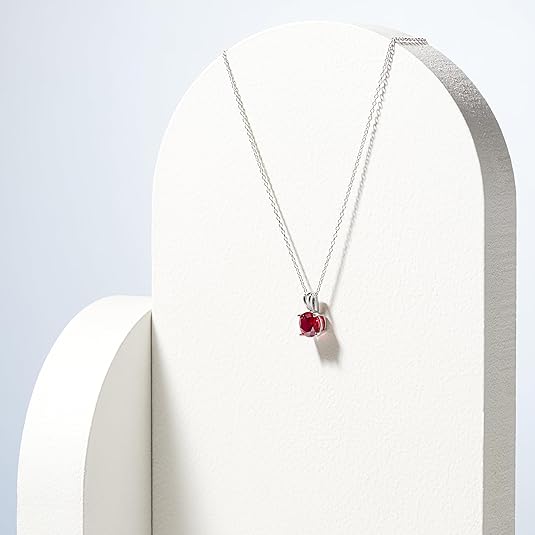 Collar de rubíes de talla redonda | Oro blanco