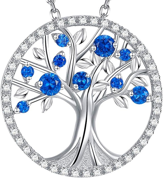 Collar Zafiro Árbol de la Vida | Oro Blanco