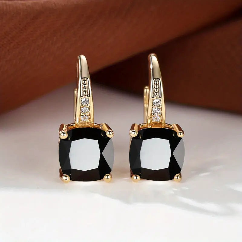 Aretes de aro con piedra de zafiro místico | Oro