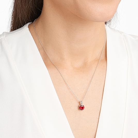 Collar de rubíes de talla redonda | Oro blanco