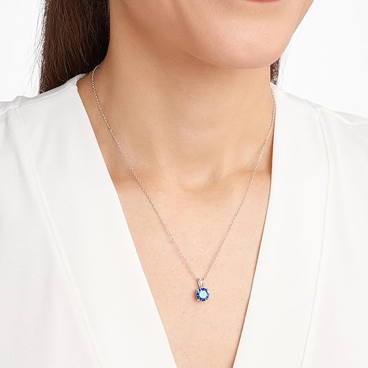 Collar de Zafiro de Talla Redonda | Oro Blanco