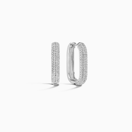 Pendientes de aro Icon Pavé | Oro blanco