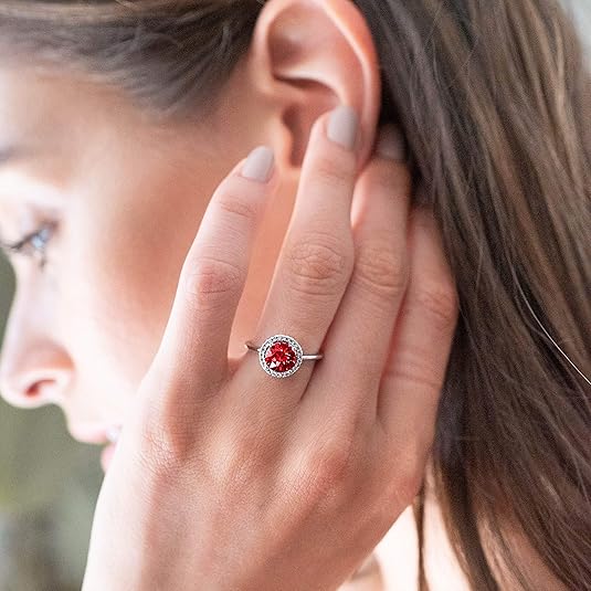 Anillo Rubí Promesa Destello Carmesí | Oro Blanco