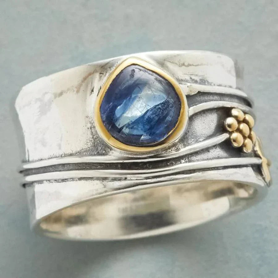 Anillo de Meditación Bohemio con Piedras Preciosas | Oro Blanco