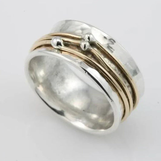 Anillo de plata vintage en capas de oro | Oro mixto