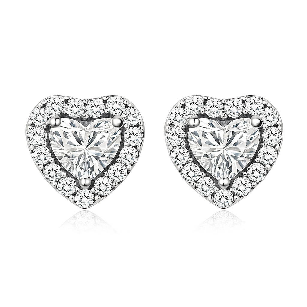 Pendientes Corazón Luna | Oro Blanco