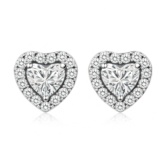 Pendientes Corazón Luna | Oro Blanco