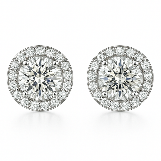 Pendientes redondos Glacé Glamour | Oro blanco