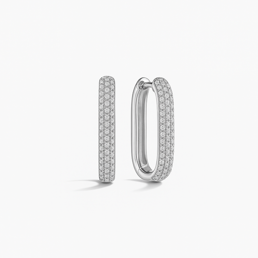 Pendientes de aro Icon Pavé | Oro blanco