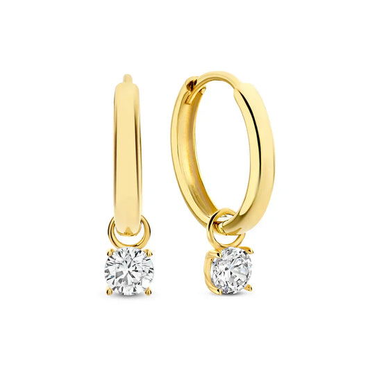 Pendientes de aro de piedra Larmes de Lune | Oro