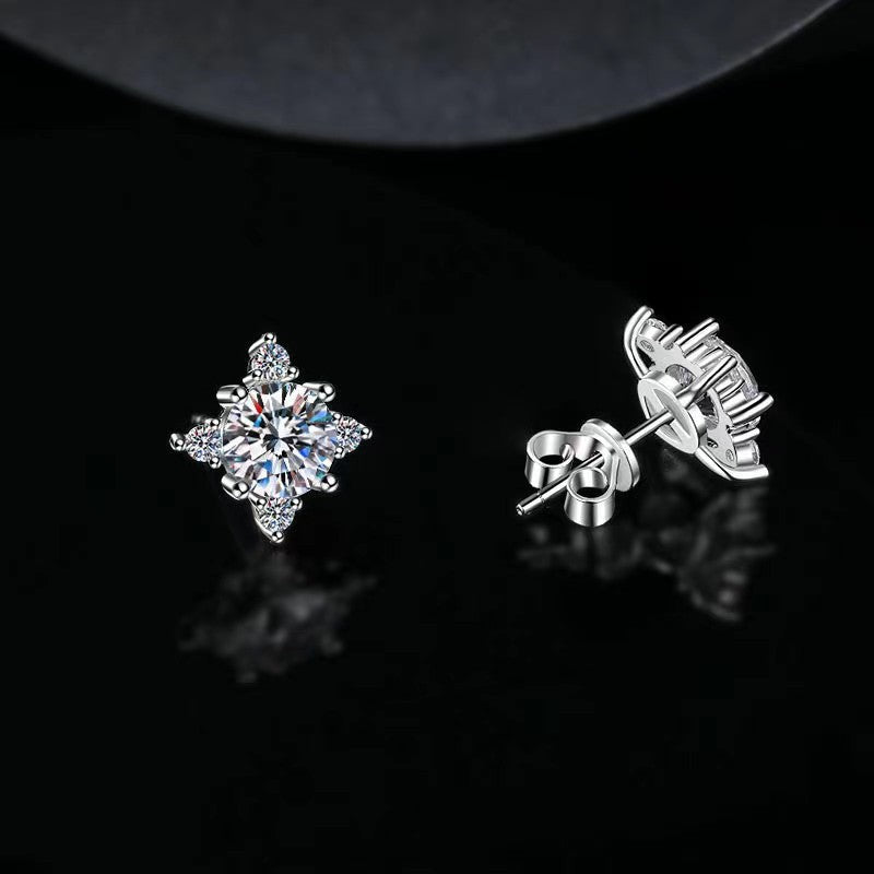 Pendientes de flores Aurelie | Oro blanco
