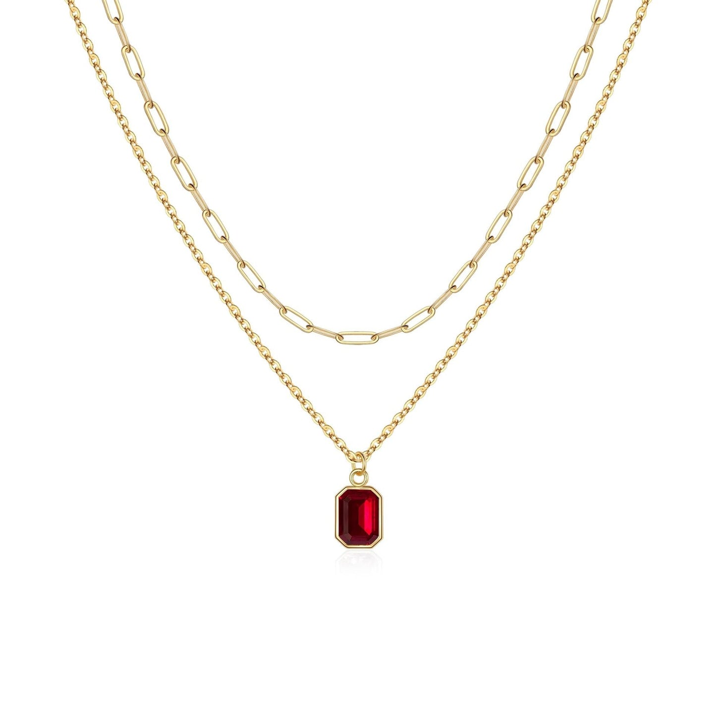 Collar con capa de clip y rubíes | Oro