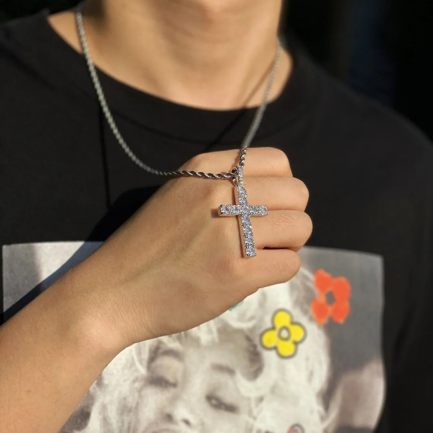 Collar de cruz | Oro blanco