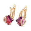 Pendientes de cristal cuadrados carmesí | Oro rosa