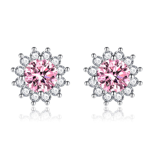 Pendientes Sunlit Muse Rosa | Oro blanco