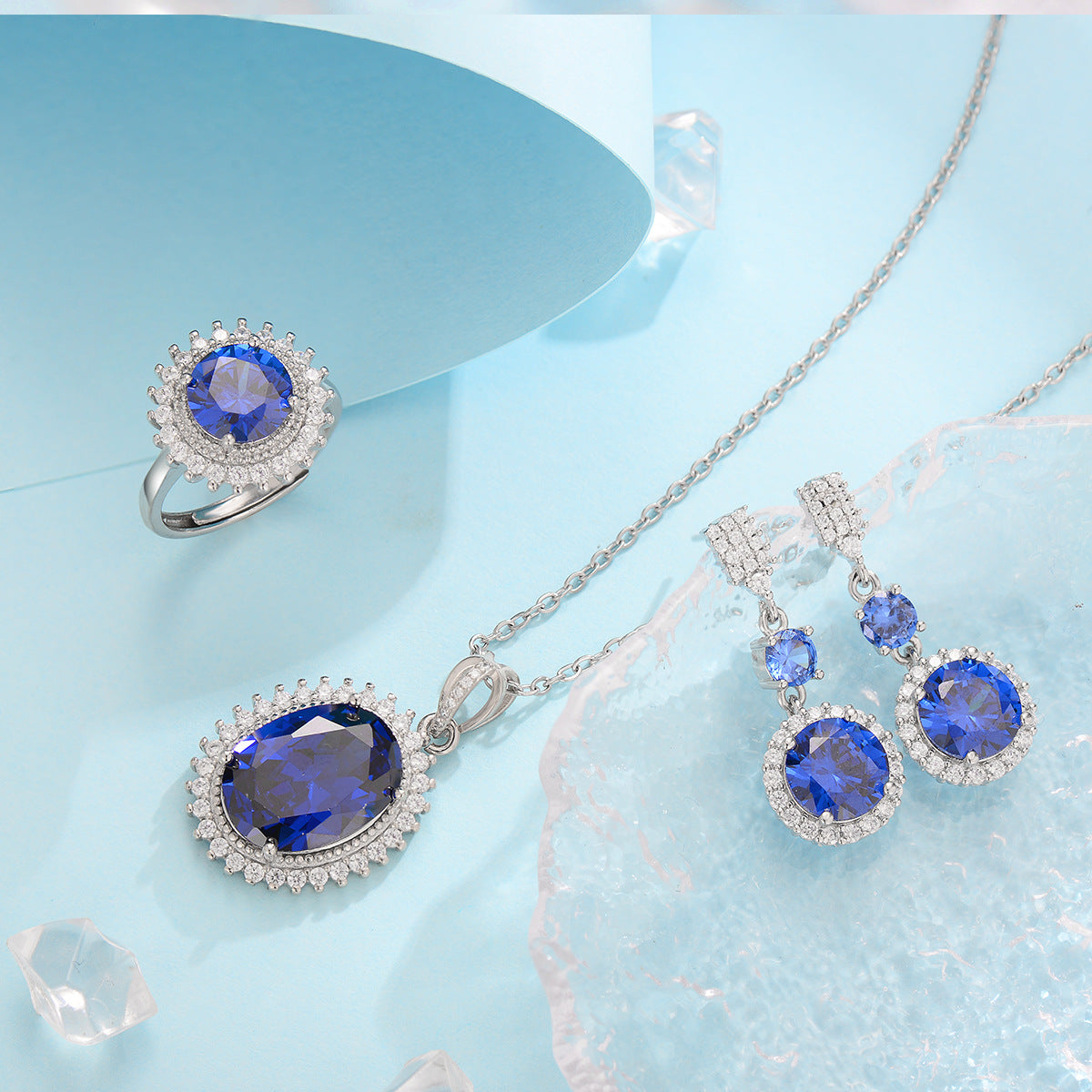 Conjunto Aurielle Solwyn Azul | Oro Blanco