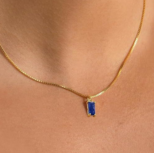 Collar de zafiro minimalista | Oro blanco