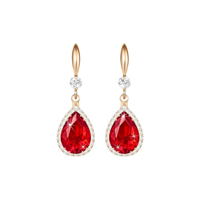 Pendientes Rubí Lágrima | Oro Rosa