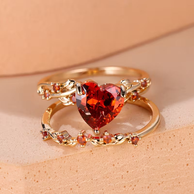 Set de anillos Redvine Heart Accent | Oro