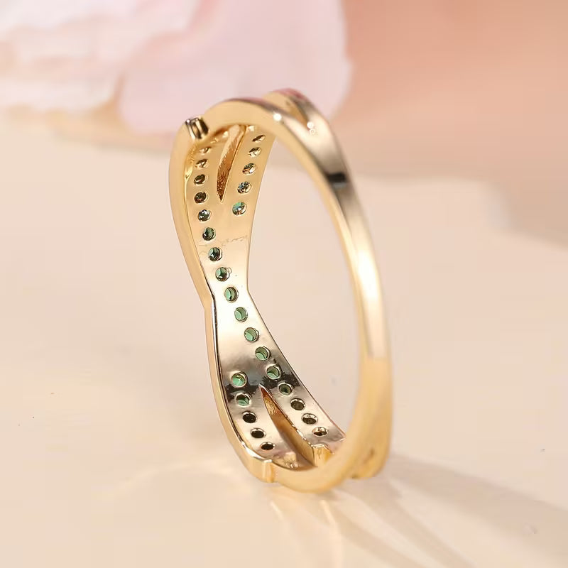 Anillo de flujo esmeralda | Oro