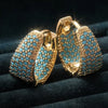 Pendientes de aro con cuentas de turquesa en tono dorado | Oro