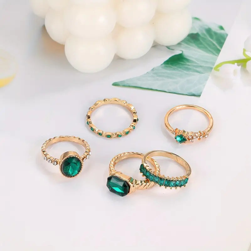 Juego de anillos de esmeraldas exquisitas Zarina | Oro
