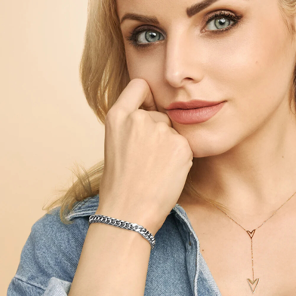 Pulsera cubana Estate | Oro blanco