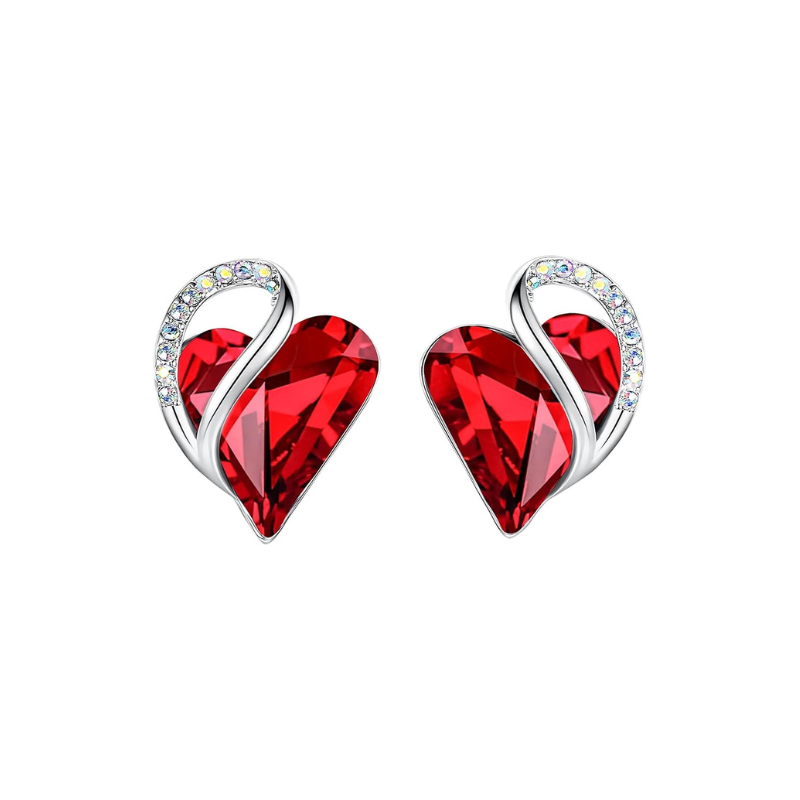 Pendientes de Rubí Corazón Infinito | Oro blanco