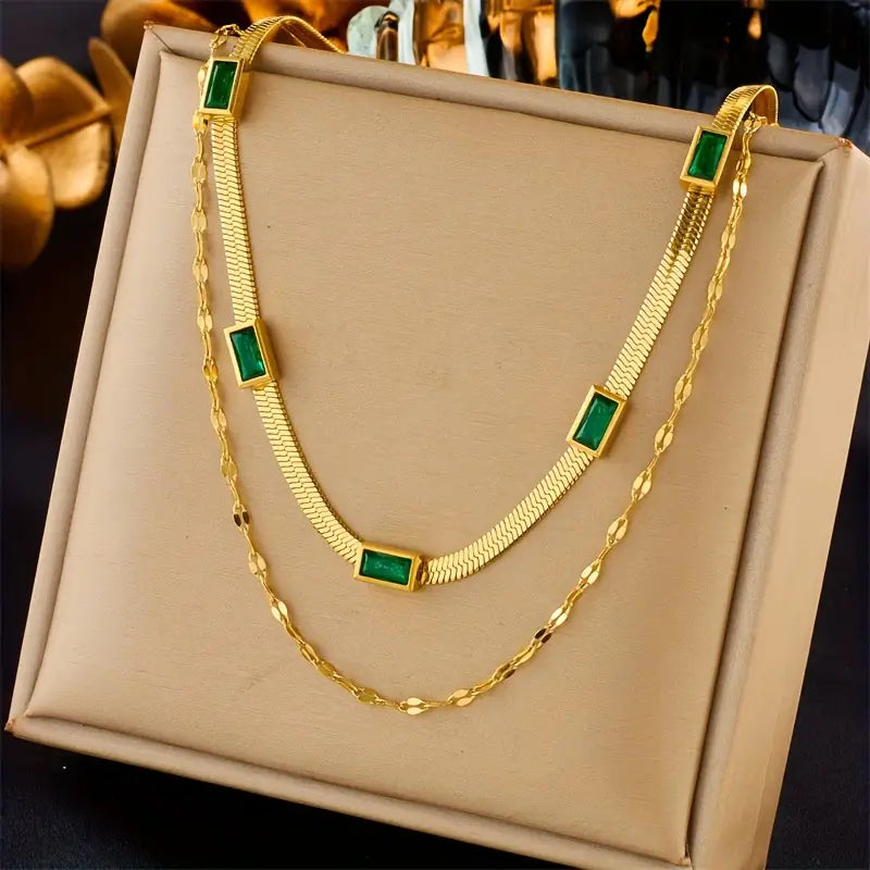 Sorella Gem Collar Retro de Doble Capa | Dorado