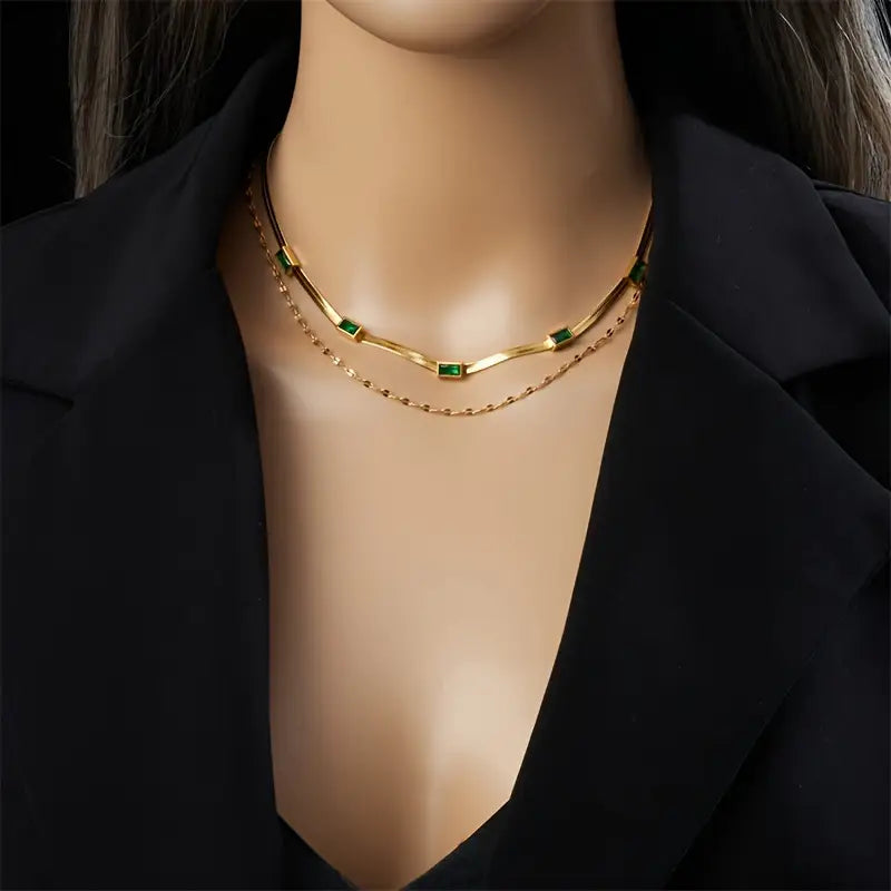 Sorella Gem Collar Retro de Doble Capa | Dorado