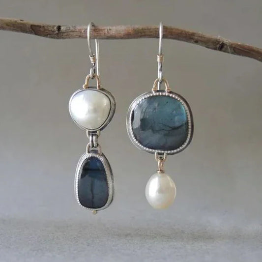 Pendientes vintage celestiales | Oro blanco