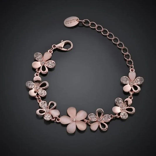 Pulsera de flor rosa antigua | Oro rosa
