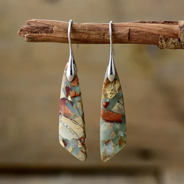 Pendientes de piedra natural antigua | Oro