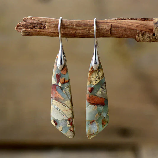 Pendientes de piedra natural antigua | Oro