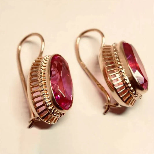 Pendientes vintage de piedra negra | Oro