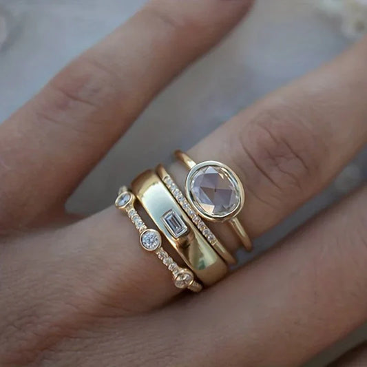 Set de Anillos de Oro y Zirconia Vintage | Oro